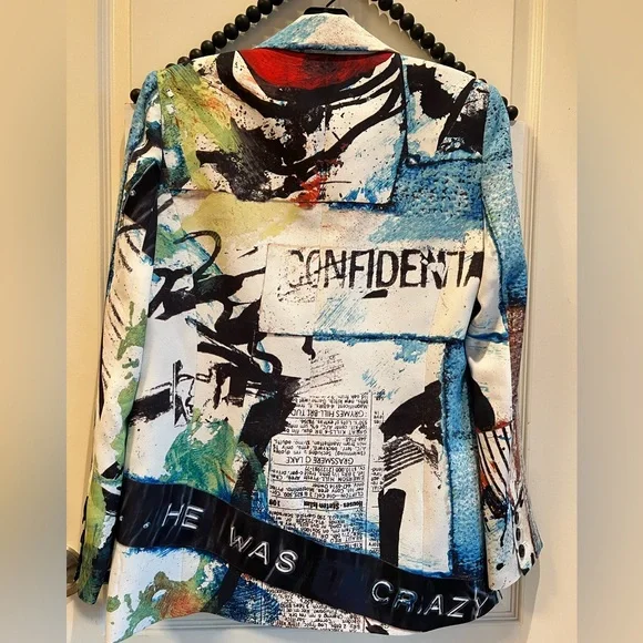Alice + Olivia Graffiti X Basquiat Newsprint Blazer NWT XS Small M 2 4 6 8 ❤️‍🔥
